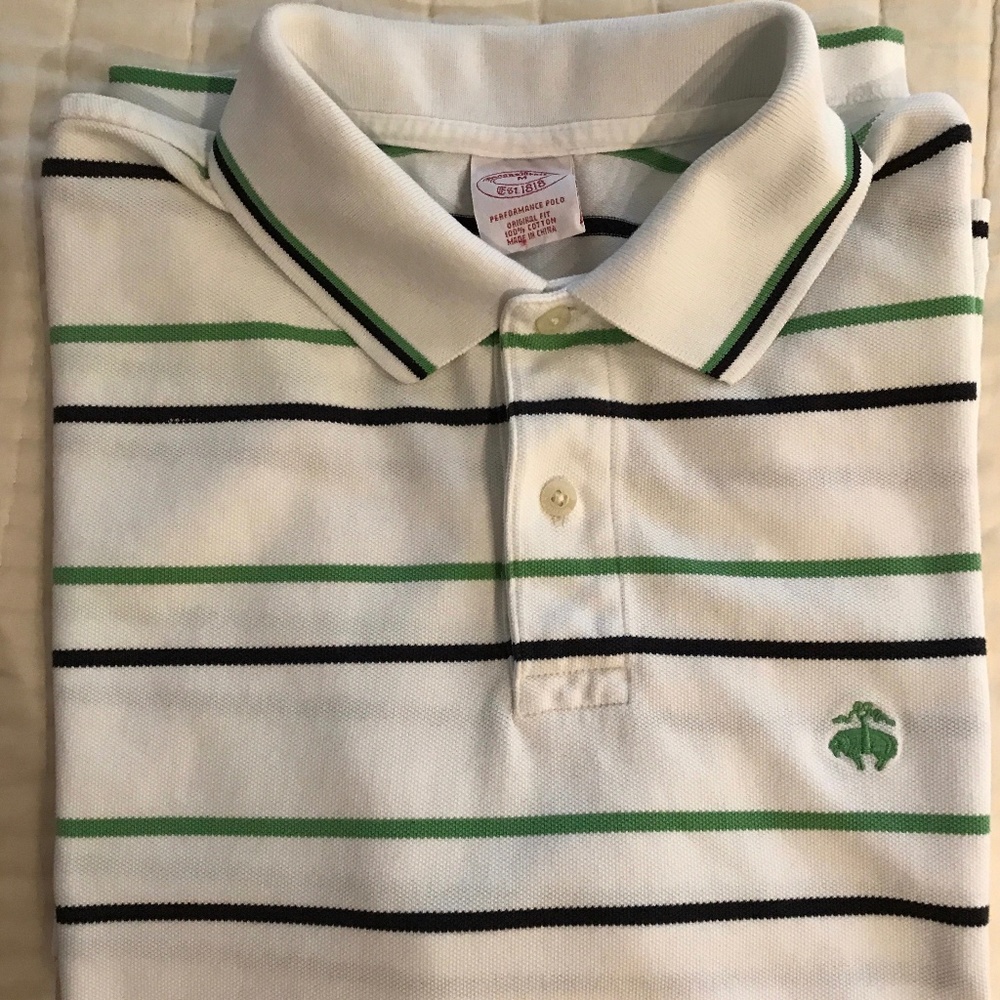 Mens Striped White Brooks Brothers Classic Polo